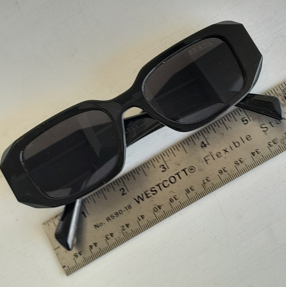 Prada Runway Rectangular Sunglasses in Black - Picture 8 of 13